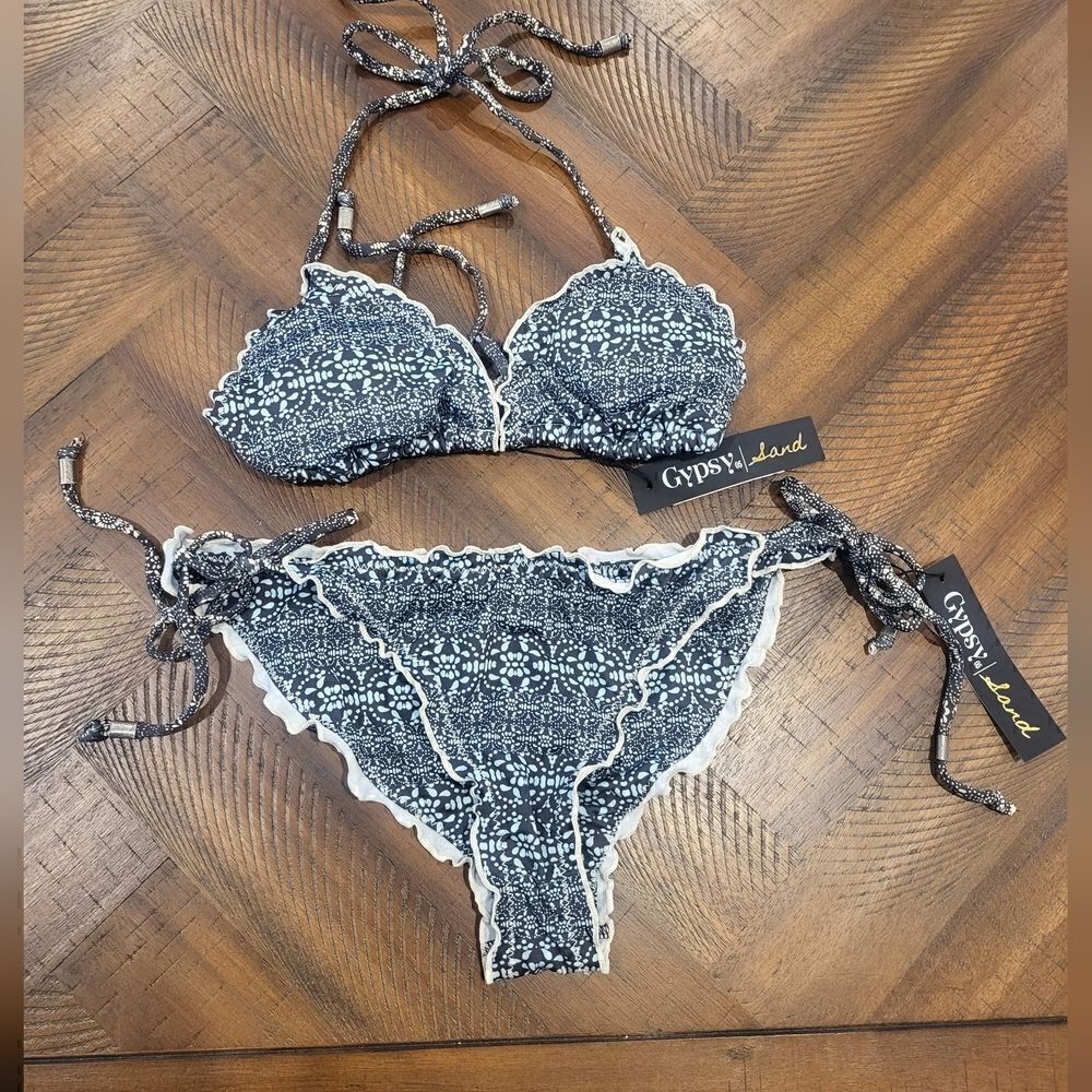 Gypsy05 Desha Ruffled Triangle bikini top & bottom